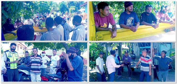 Foto: warga berkumpul di Kantor Desa Ratu Lodong dan Kantor Bupati Flotim, Senin (24/5/21).