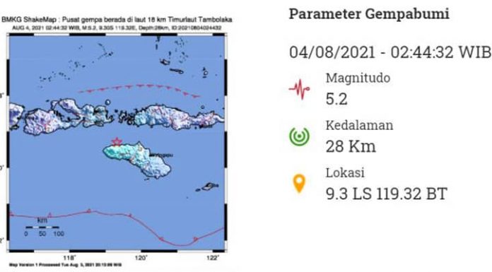 Gempa M 5,2 Guncang SBD, Pusat Gempa di Timur Laut Tambolaka gempa bumi tambolaka