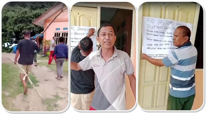 Umat Katolik Segel Pastoran Paroki Putain TTS Umat Katolik Paroki Sta. Columba, Putain, yang menyegel Pastoran setempat.