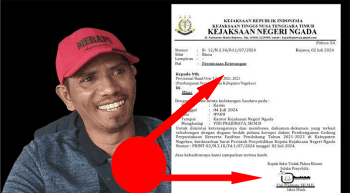 Kabag Pengadaan Nagekeo Ngaku Tertekan Diintimidasi Jaksa Ngada Gaspar Laya