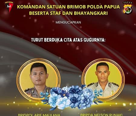 Kabar Duka: Dua Anggota Brimob Tewas Dibunuh TNPB