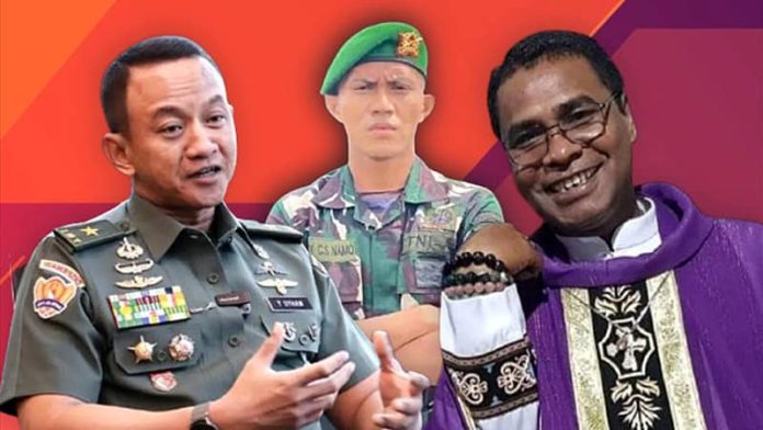Foto dari kiri: Brigjen TNI Wahyu Yudhayana, Almarhum Prada Lucky Namo, Tuan Kopong, MSF