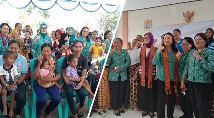 Istri Wakil Mendagri Beri Bantuan Untuk Keluarga Stunting di Nagekeo Yane Ardian Arya Bima saat memberi penguatan peran Posyandu sebagai garda terdepan pelayanan kesehatan masyarakat di Kelurahan Danga, Kecamatan Aesesa, Kabupaten Nagekeo.