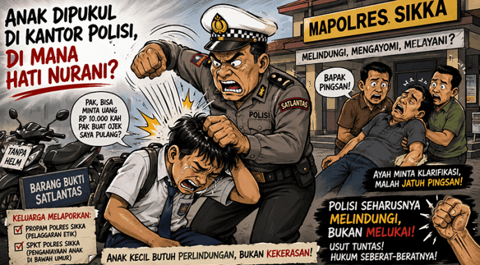 Sang Ayah Pingsan usai Anaknya Dipukul dan Dicekik Oknum Satlantas Polres Sikka