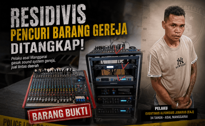 Pelaku dan Sebagian barang bukti yang sudah diamankan.