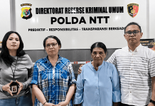 Tak Kunjung Tuntas di Polres, Korban Laporkan Anggota DPRD ke Polda NTT Cosmas Jo Oko, S.H., dan Anjelina Wora Roi Wani, S.H. saat bersama kliennya melaporkan Anton Wangge ke Polda NTT.